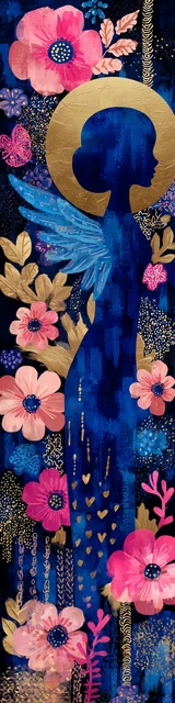 Free angel bookmark featuring shadow side profile of angel